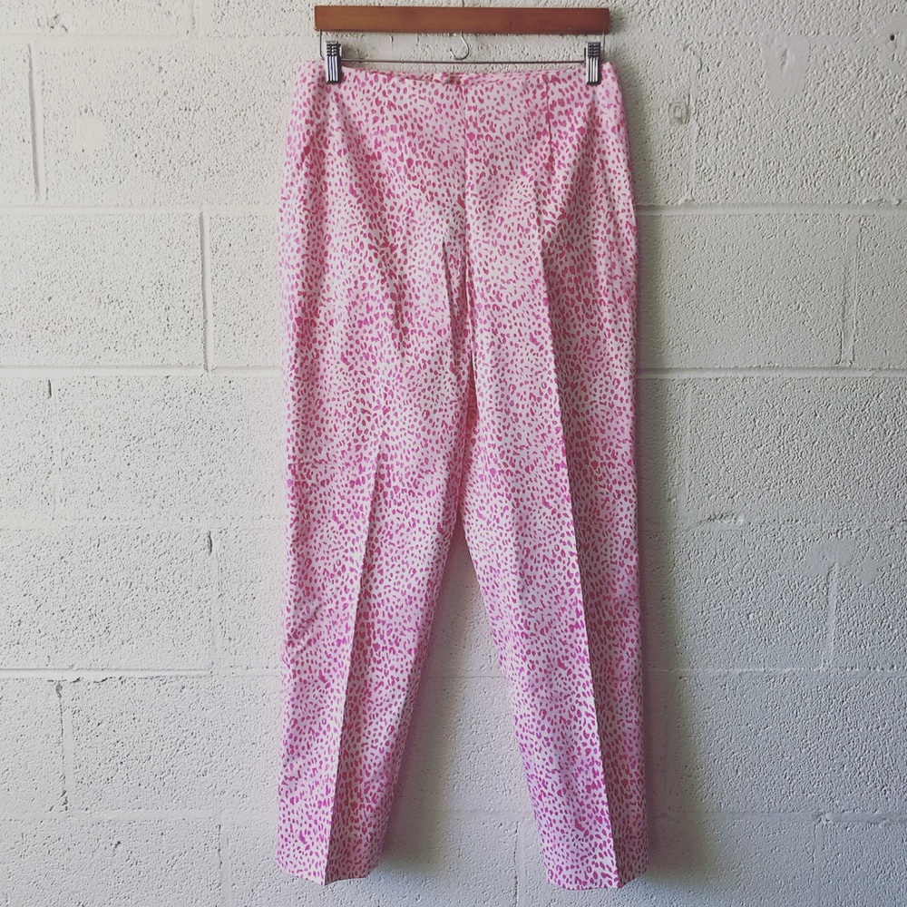 Leggiadro Pink Leopard cigarette slacks sz: 12 NWT